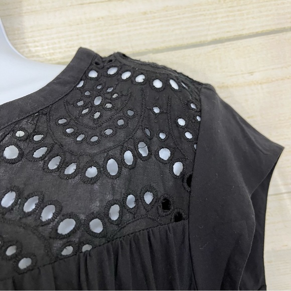 Daniel Rainn Black Crochet Eyelet Cap Sleeve Top - Picture 4 of 9